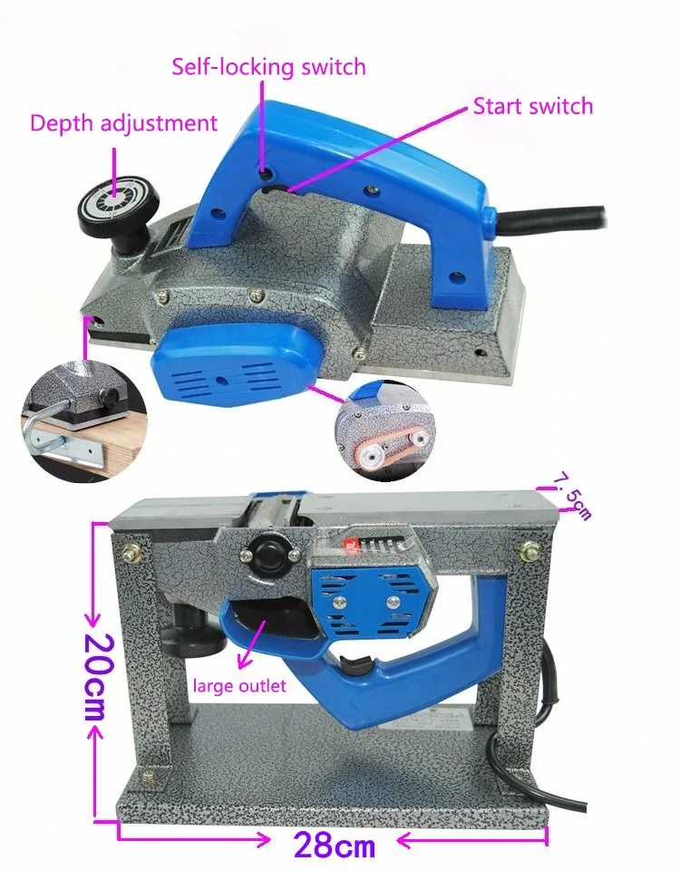 Деревянный строгальный станок 220 В 1000 Вт ручной многофункциональный Электрический строгальный станок профессиональный деревообрабатывающий станок столярные инструменты