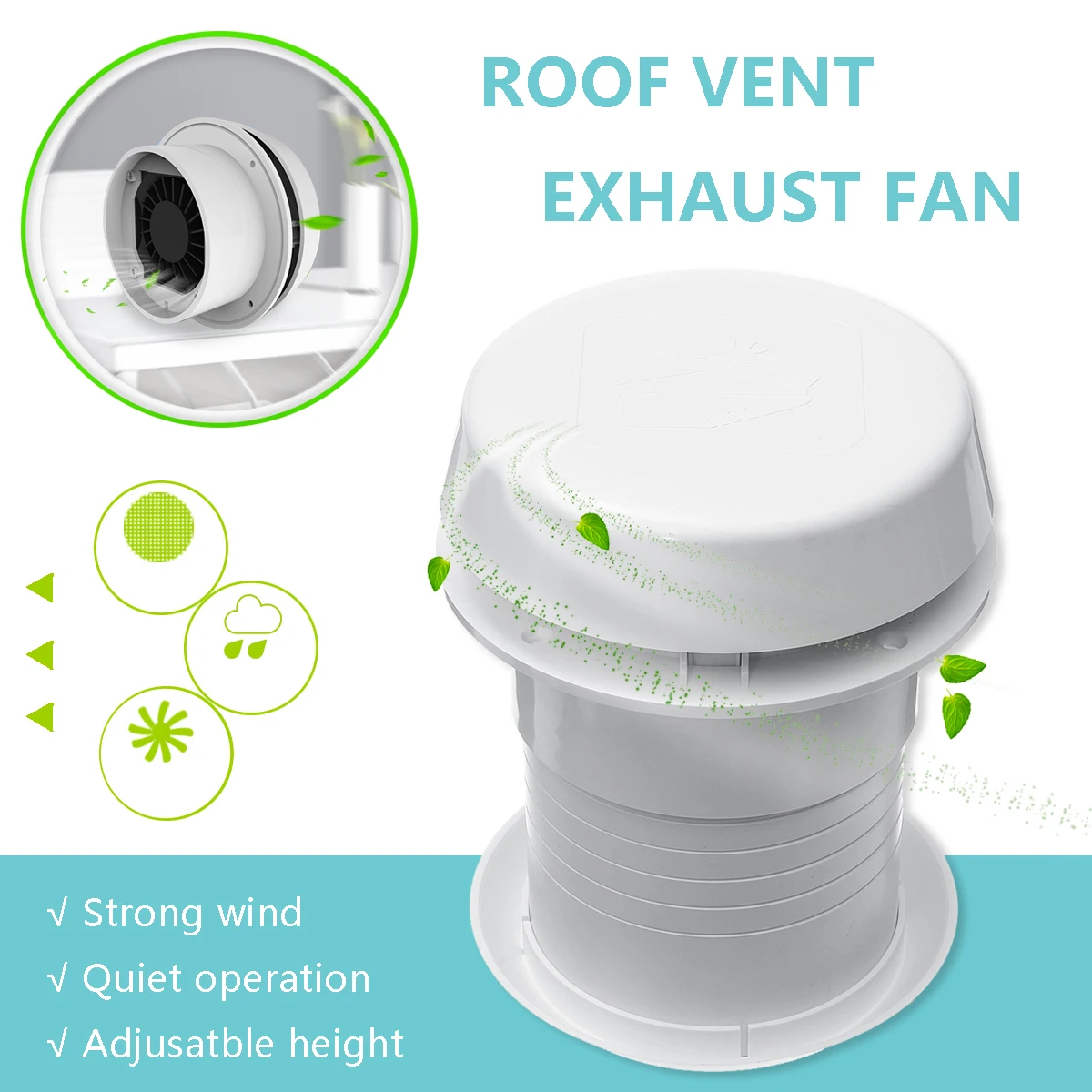 WARMTOO 1Pcs 12V RV Energy-saving Motorhome Roof Vent Ventilation Cooling Exhaust Fan Noiseless For Homes Trailer Travel Motor