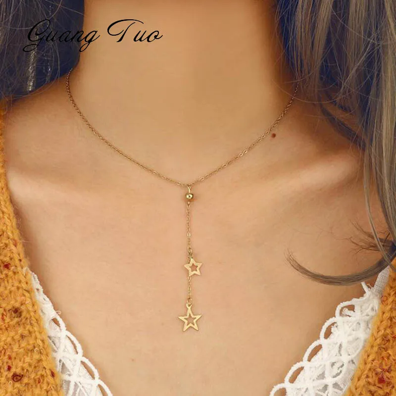 

N102 Fashion New Statement Necklace Bohemian Simple Pentagram Necklace Women's Personality Jewelry Necklaces Gifts Wholesale