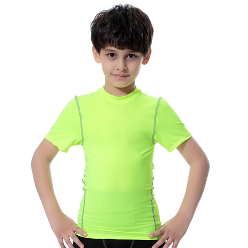 Новинка; детская спортивная одежда; эластичные дышащие быстросохнущие спортивные топы с короткими рукавами для мальчиков и девочек; BF88 - Цвет: Зеленый