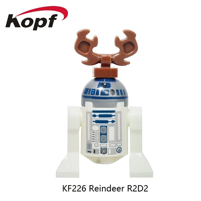 

50Pcs Space Reindeer R2D2 With Tray Blue R3-D5 R3D5 Bricks Set Model Building Blocks Best Education Toys for children KF226