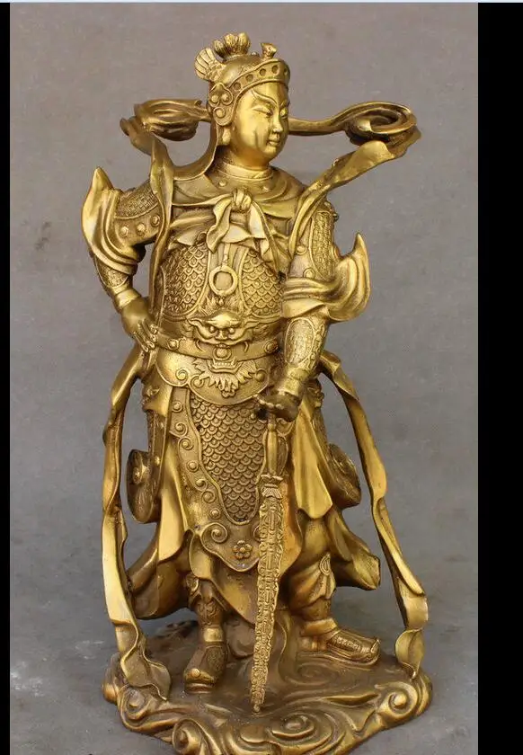 

fafa880068<<16" Chinese Tibet Buddhism Brass Skanda Buddha Wei Tuo Bodhisattva Veda Statue