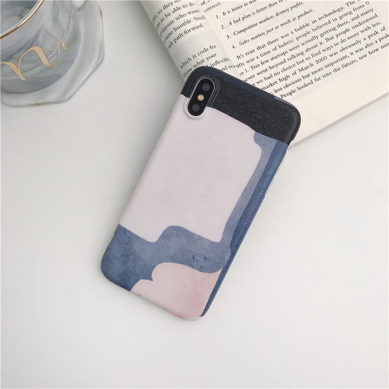 Colorful abstract Painting Soft TPU For iphone X XR XSMAX Phone Case For iPhone X 6 6S 7 8 Plus Pink Soft IMD Phone Cover