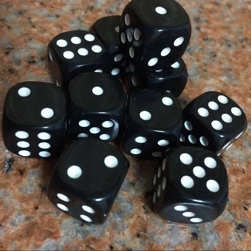 10Pcs New Arrival Funny 16mm Acrylic Round Corner Dice 6 sided Die Portable Table Games Party Family Kids Tool Dice