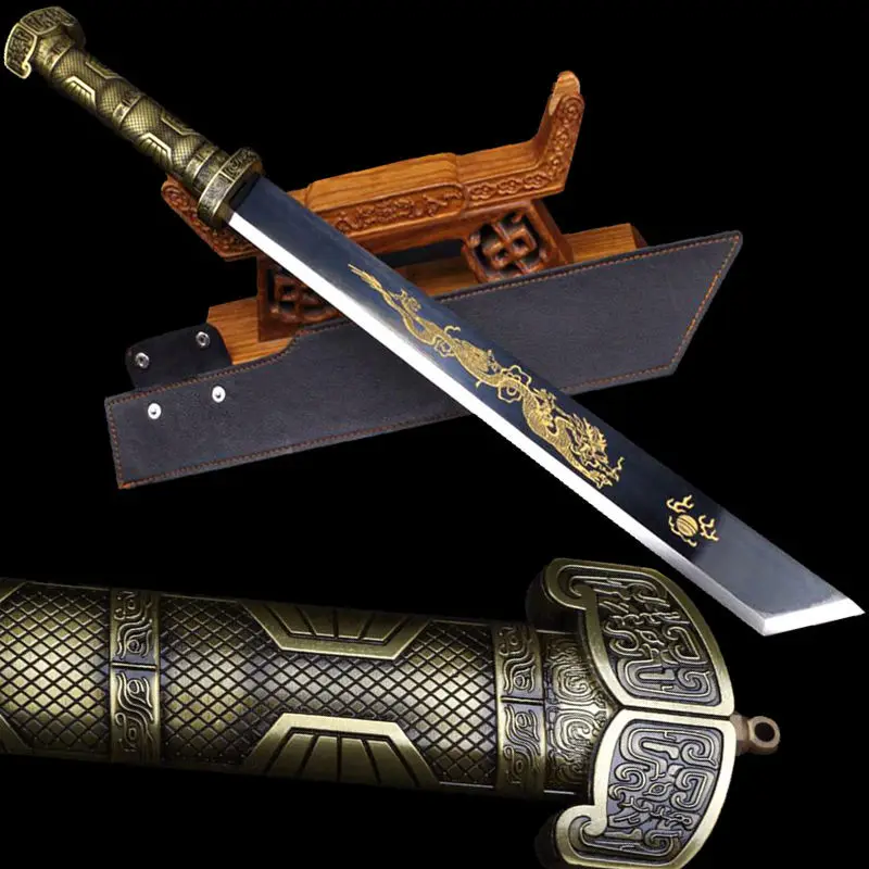 Металлическая ручка для китайского кунг-фу Broadsword Dao Sword черный Высокоуглеродистая сталь лезвие дракона острый нож боевой