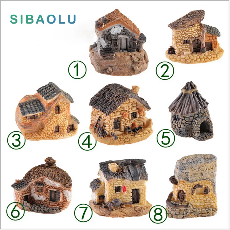 

Cottage House figure decorative the mini fairy garden animals statue miniature Moss micro landscape ornaments resin craft TNB006