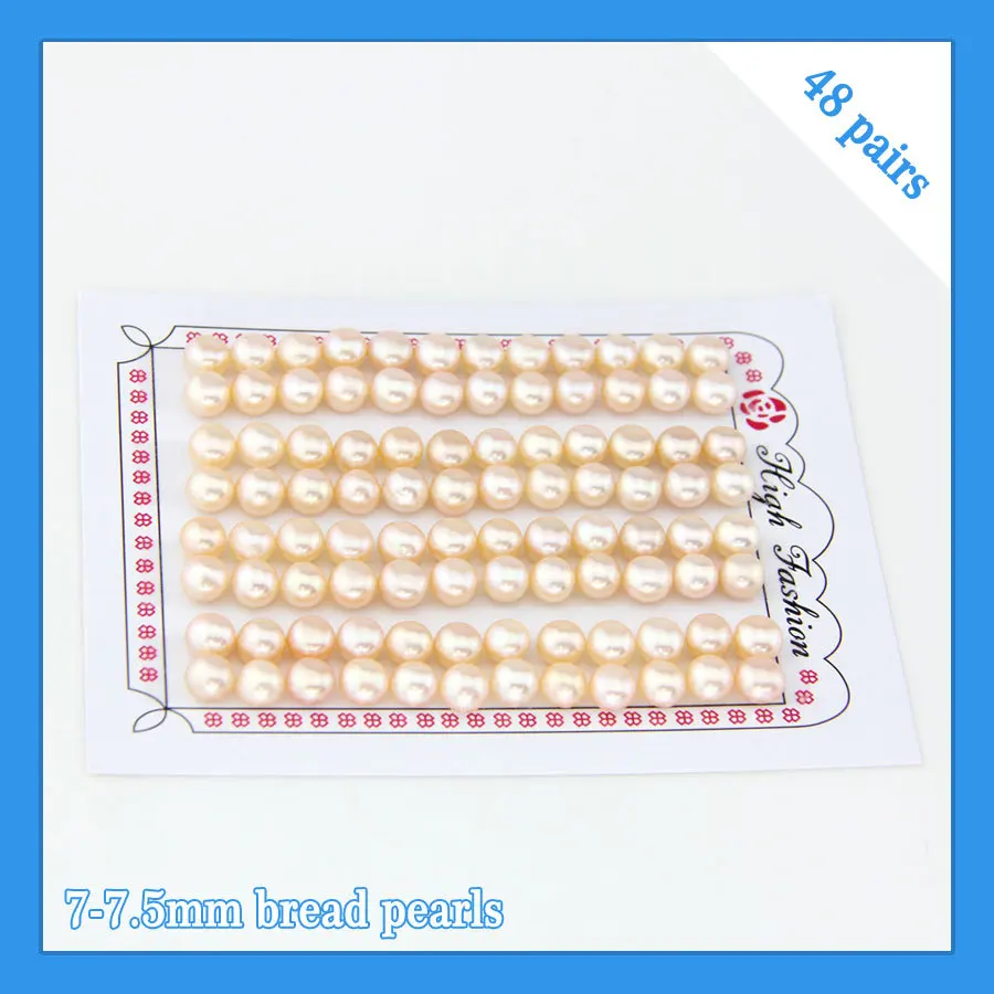 

CLUCI FREE SHIPPING, 7-7.5mm AAA pink bread shape freshwater pearl beads