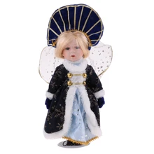 30 см винтажная фарфоровая кукла викторианская леди с королевско-голубым платьем одежда шляпа и подставка кукольный домик миниатюры