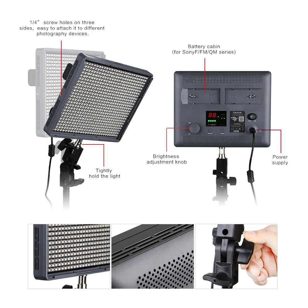 Aputure Amaran HR672S 5500K светодиодный светильник CRI95+ 672 светодиодный s Бескаркасный светильник с 2,4G FSK беспроводным пультом дистанционного управления