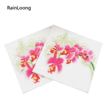 

[RainLoong] Floral Moth Orchid Paper Napkin Flower Event & Party Tissue Napkin Supply Decoration Paper 33*33cm 5packs