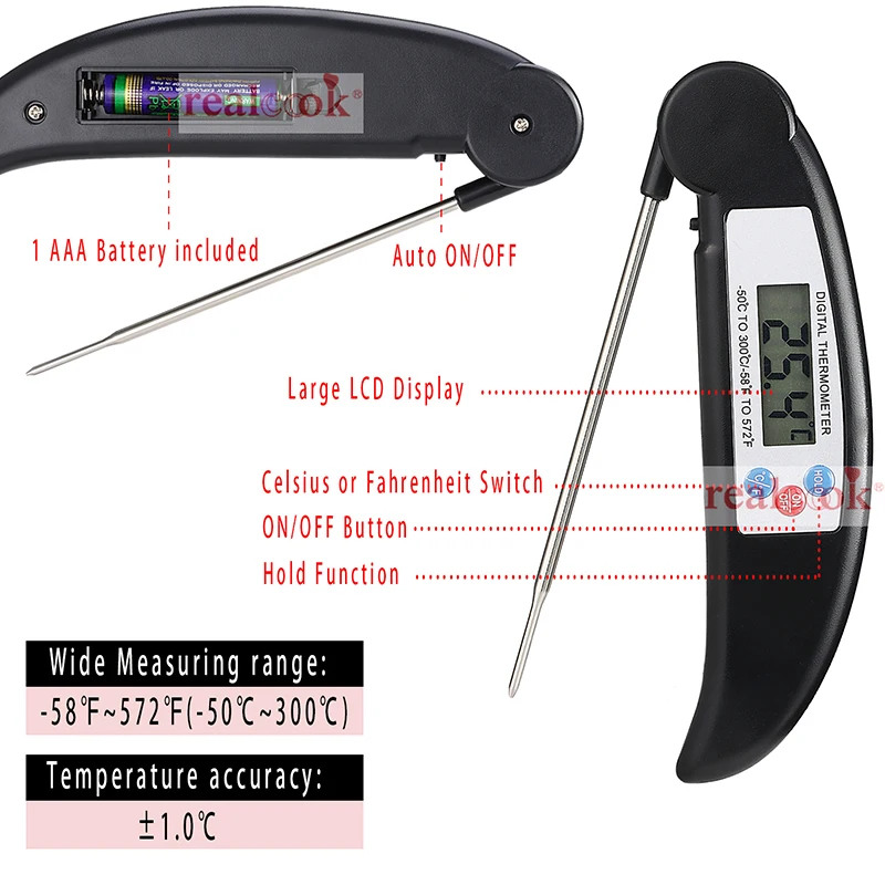 Цифровой электронный термометр для барбекю, мяса, барбекю, еды, приготовления пищи, складной внутренний термометр для гриля, кухонные инструменты