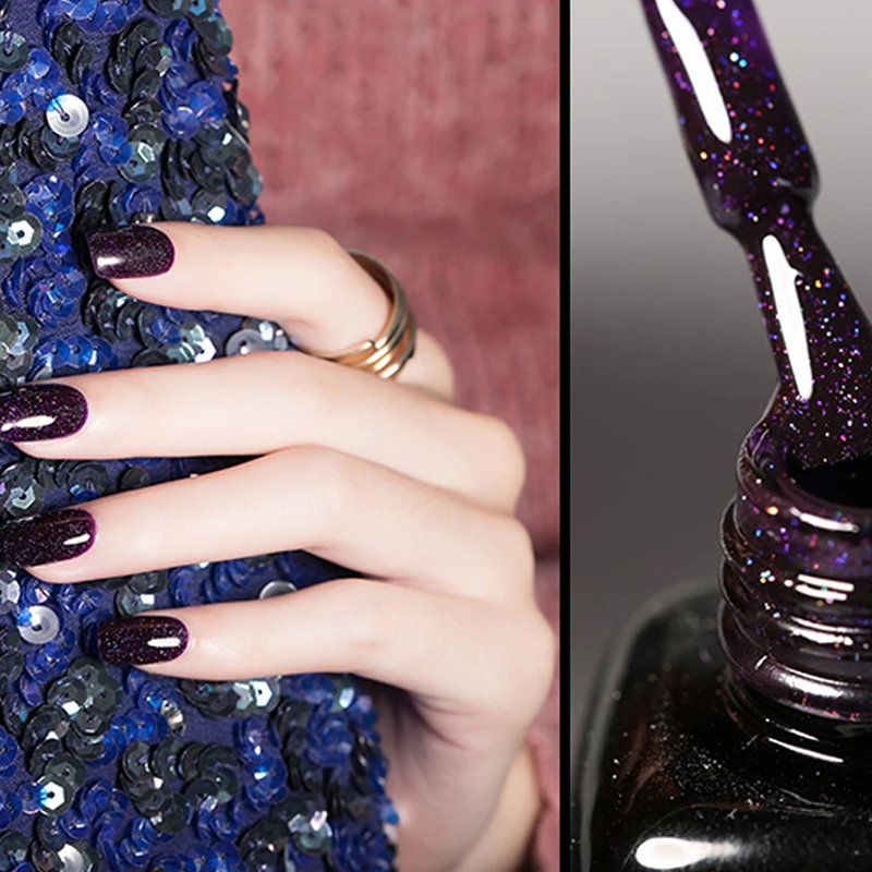 8ml Glitter Neon 19 Colors Sequins Nail Acrylic Glue Shiny UV Gel Nail Polish Semi-Permanent Neon Color Soak Off Gel Varnish Set