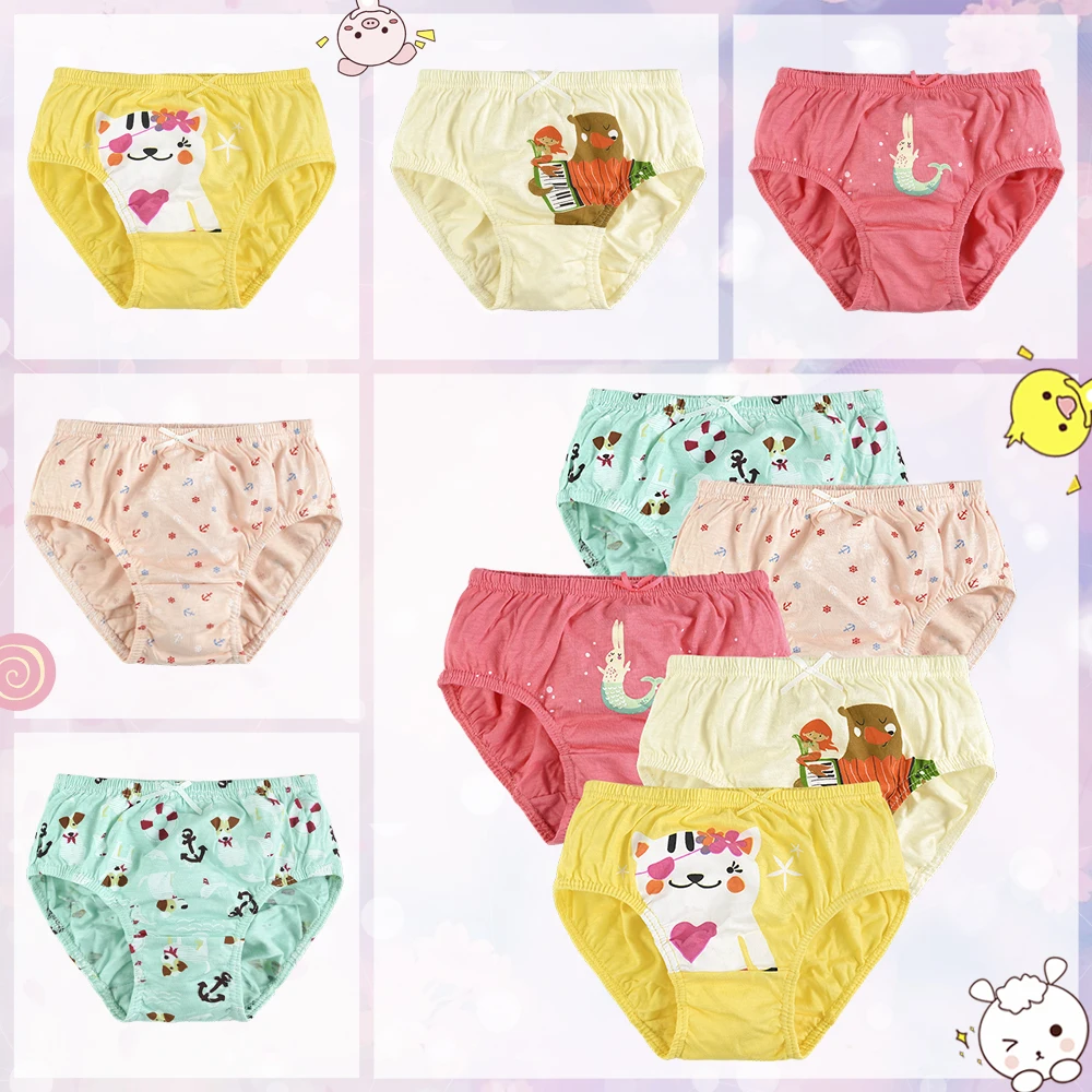 SLAIXIU 5-Pack Child's Underwear Baby Panty Panties for Boys Girls Candy Colors Card Love Cartoon Animal Pattern For 0-36 Month