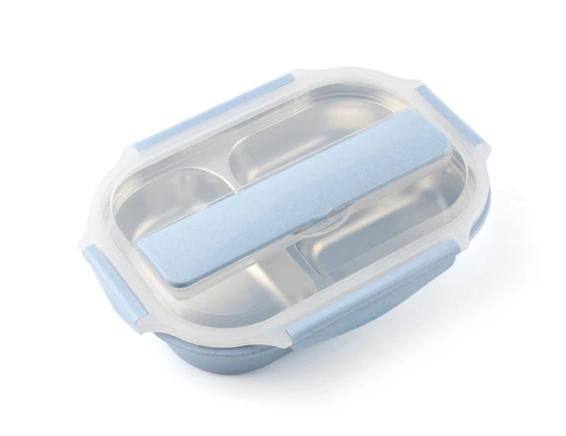 TUUTH 304 Stainless Steel 3 Grids Lunch Box Water Injection Insulation Portable Food Container Box For Kids Picnic Office Worker School B5