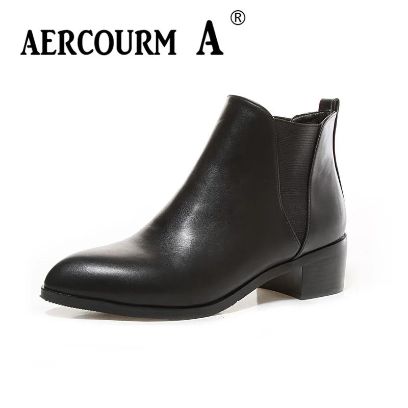 

Aercourm A 2018 Women Winter Shoes Ankle Boots Women Black Shoes PU Leather Boots Short Plush Winter Zipper Rivet Boots Shoes