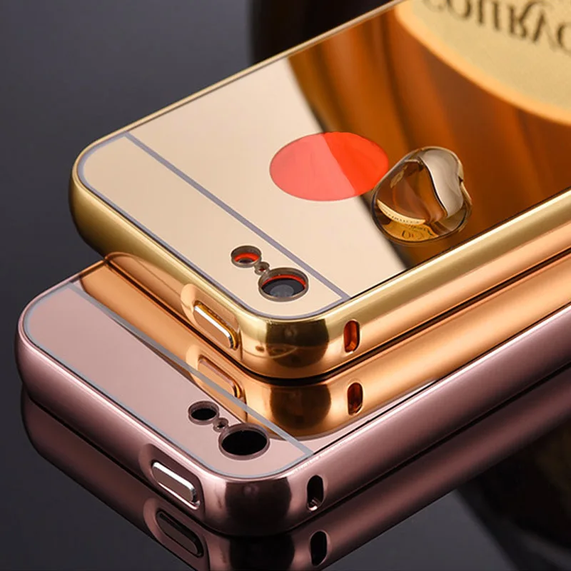 

Luxury Metal Aluminum Frame + Mirror Acrylic Back Cover Case For Apple iPhone 5C Case Coque Capa Etui