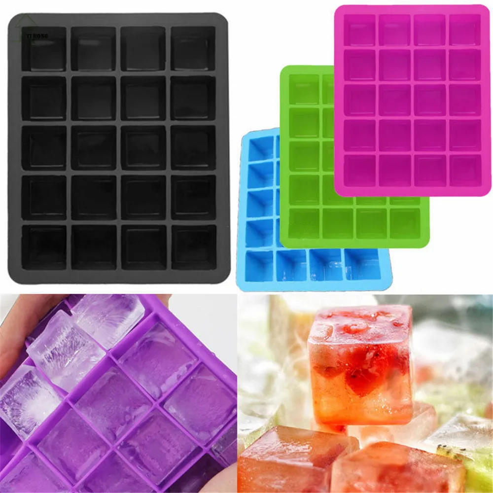 YIHONG DIY 20 Cavity Square Ice Cube Mold Mould Tray Pudding Jelly Ice