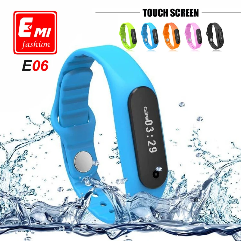 E MI 2015 Сенсорный Экран Умный Браслет Браслет E06 Браслет Фитнес Переносной Tracker Водонепроницаемый IP67 Bluetooth Часы для Android