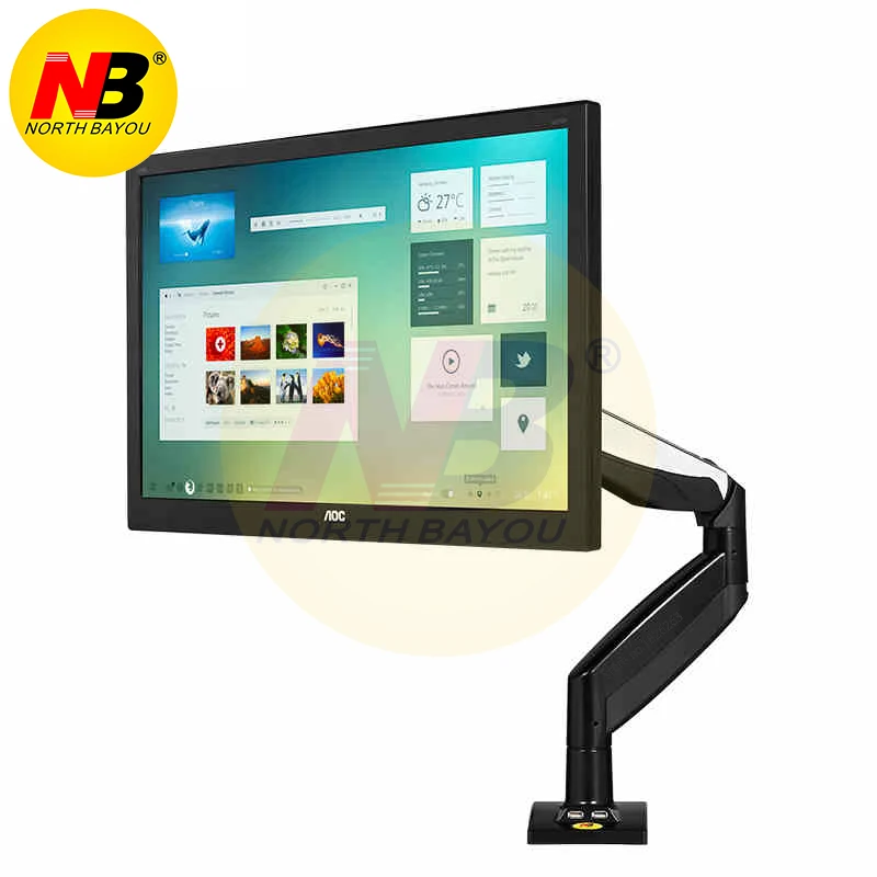 

NB F85A Desktop Mechanical Spring Full Motion 22-32 inch Monitor Holder Mount Arm with Two USB Ports Bracket Loading 2-8kgs