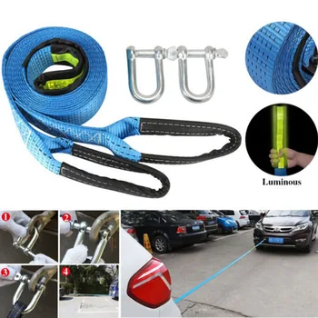 

5M 8Tons High Strength Nylon Tow Cable Tow Strap Car Towing Rope With Hooks For Heavy Duty Car Emergency With Gloves