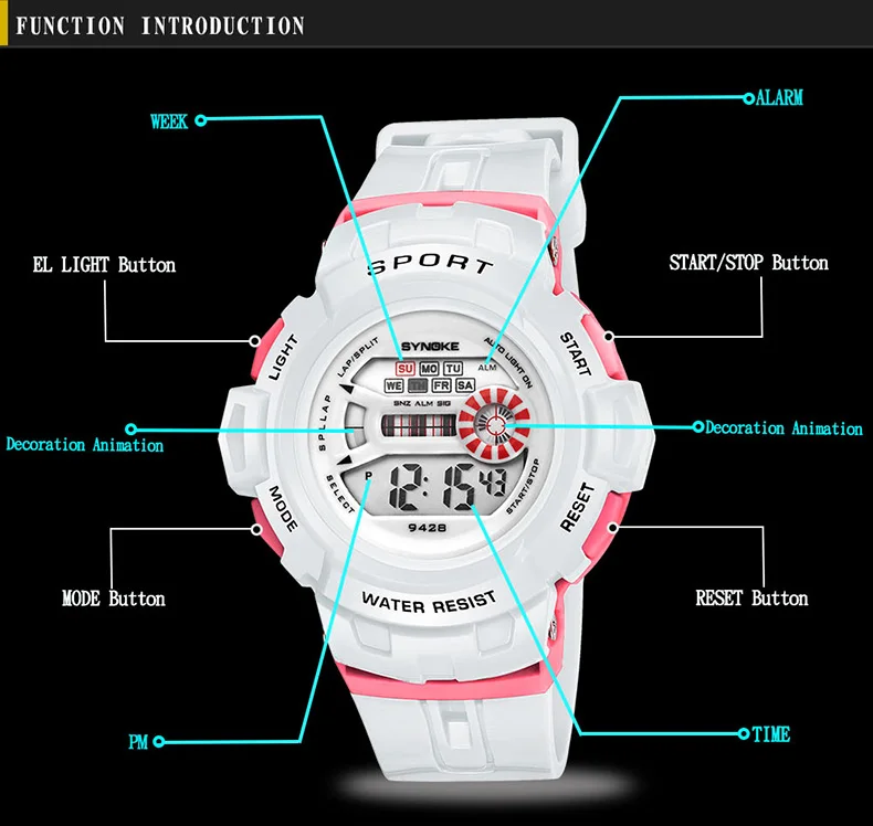SYNOKE детские часы Дети Студенты Дата Часы наручные цифровые электронные водостойкие часы для мальчиков и девочек подарок