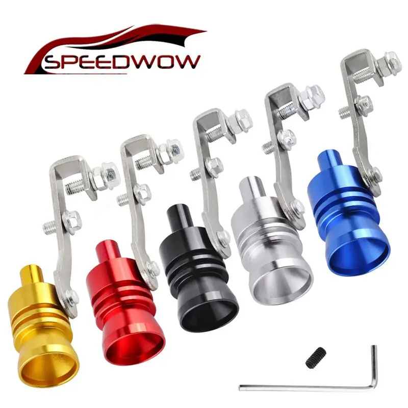 

SPEEDWOW Universal Size L Turbo Sound Exhaust Muffler Pipe Whistle Fake Blow Off Vale BOV Simulator Whistler Silver Car Styling