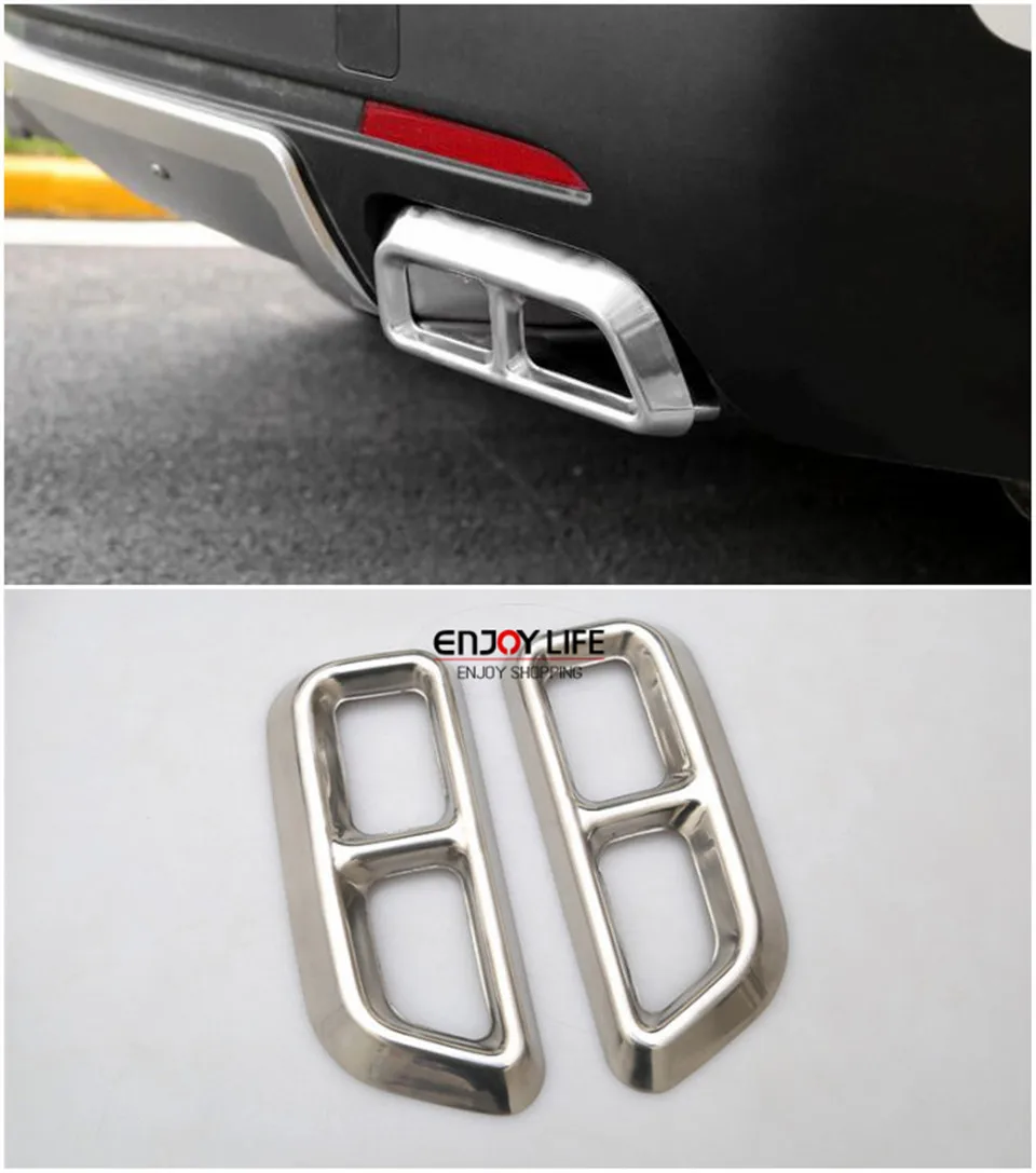 

Car Stainless Steel Rear Dual Exhaust End Pipe Sticker Cover Trim For Cadillac XT5 2017