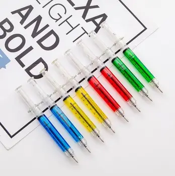 

2000pcs/lot Creative Lovely Syringe Pen Peculiar Shape Lovely Stationery Ballpoint Pen Automatic Refillable Ballpen Bullet 5mm