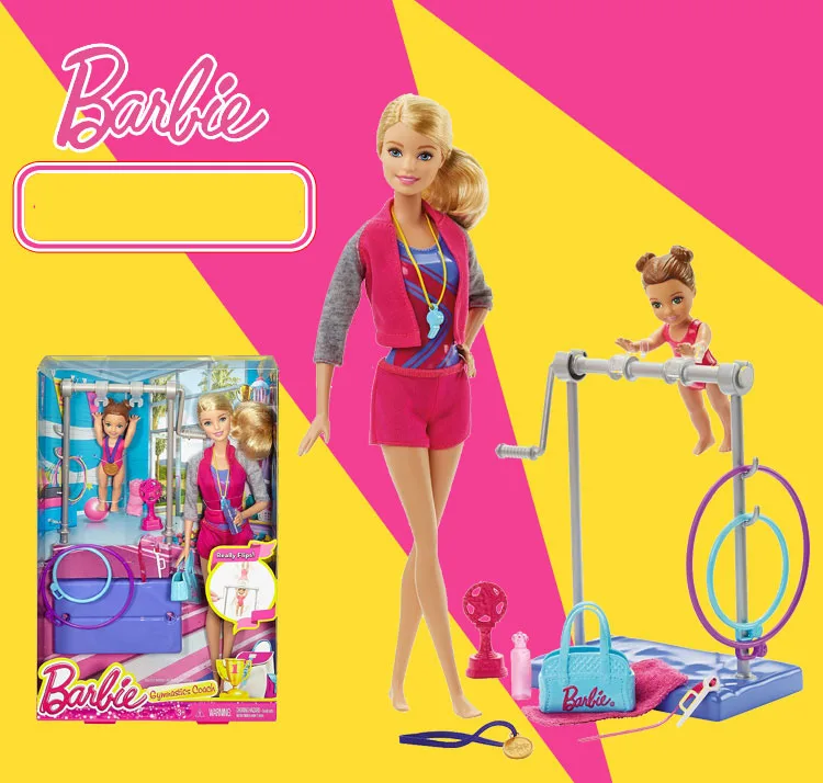 

Original Barbie Gymnastics Coach Doll Barbie Girl Toys Gift Box Set Best Gift Beautiful Coach Doll DKJ21 Boneca For Girls