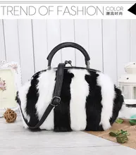 2016 Trend of Fashion Shoulder Bag Color Brands Designer Handbag Real Rabbit Fur Bag Classic Elegant Style Shopping Bag for Lady