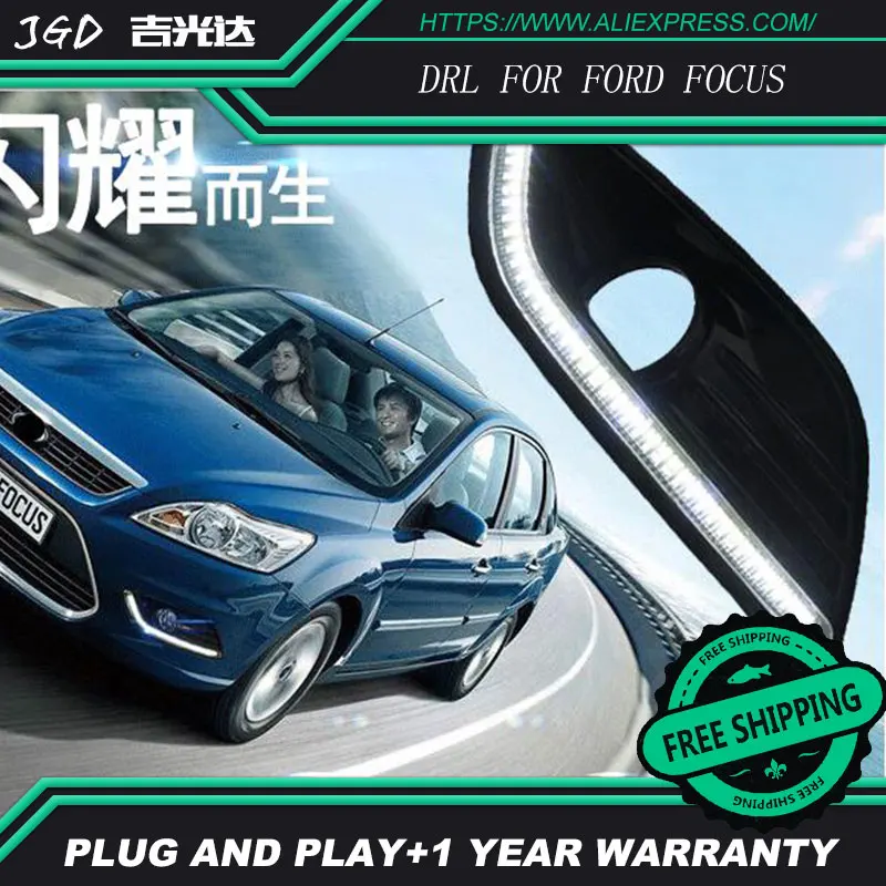 Чехол для Ford Focus 2009- с хромированный чехол затемнение стиль реле автомобиля DRL 12 В Светодиодный дневной бег