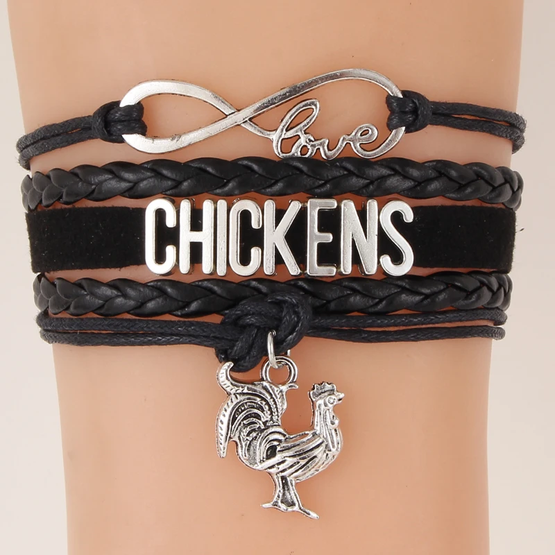 

Infinity Love Chickens Bracelet Leather Braided Chicken Charm 2017 Good Lucky Handmade Bracelets & Bangles Men Women Jewelry