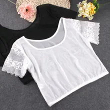 Летняя женская майка с полуприталенным подолом, футболка, Облегающая майка из тонкой ткани, кружевная Женская майка с рукавами