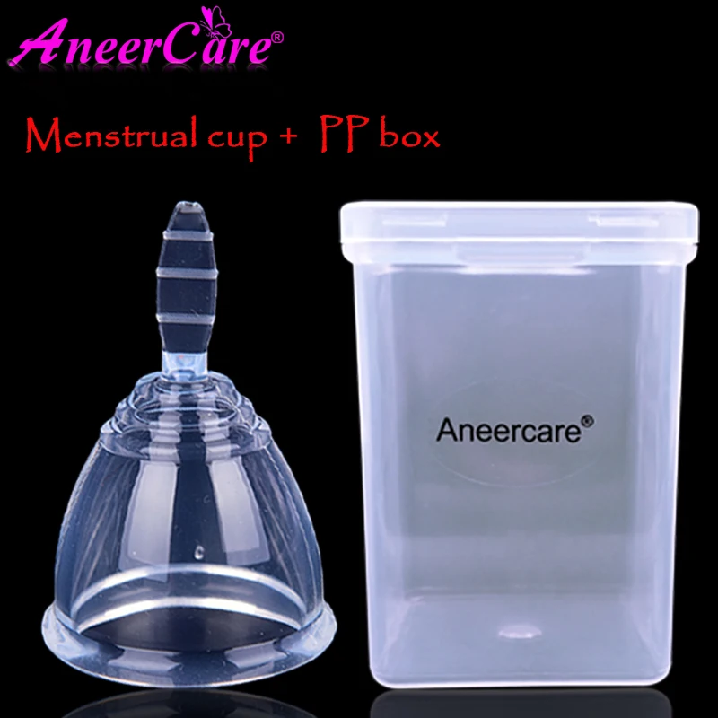 

Medical silica gel menstrual cup can be wholesale reusable for women high quality health silicone menstruaiton cup tampon box