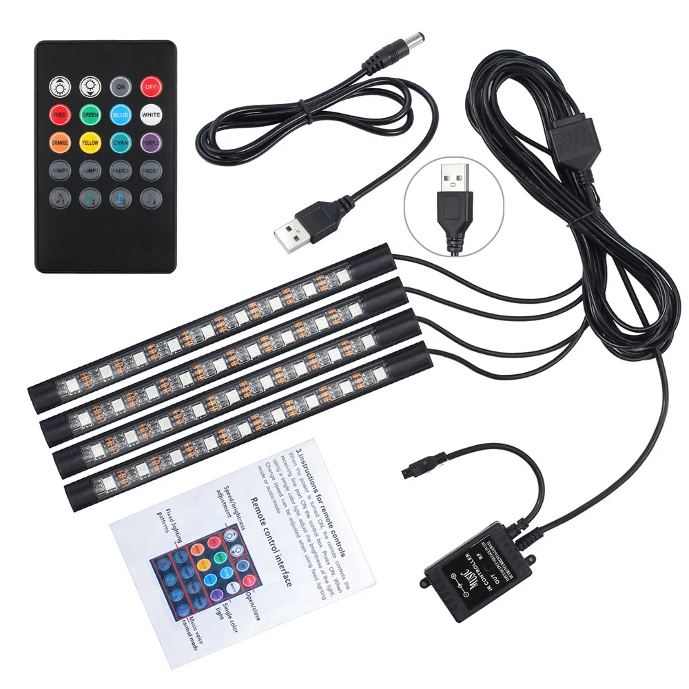 Proster 4X USB Беспроводная Светодиодная лента с музыкальным управлением 8 цветов RGB