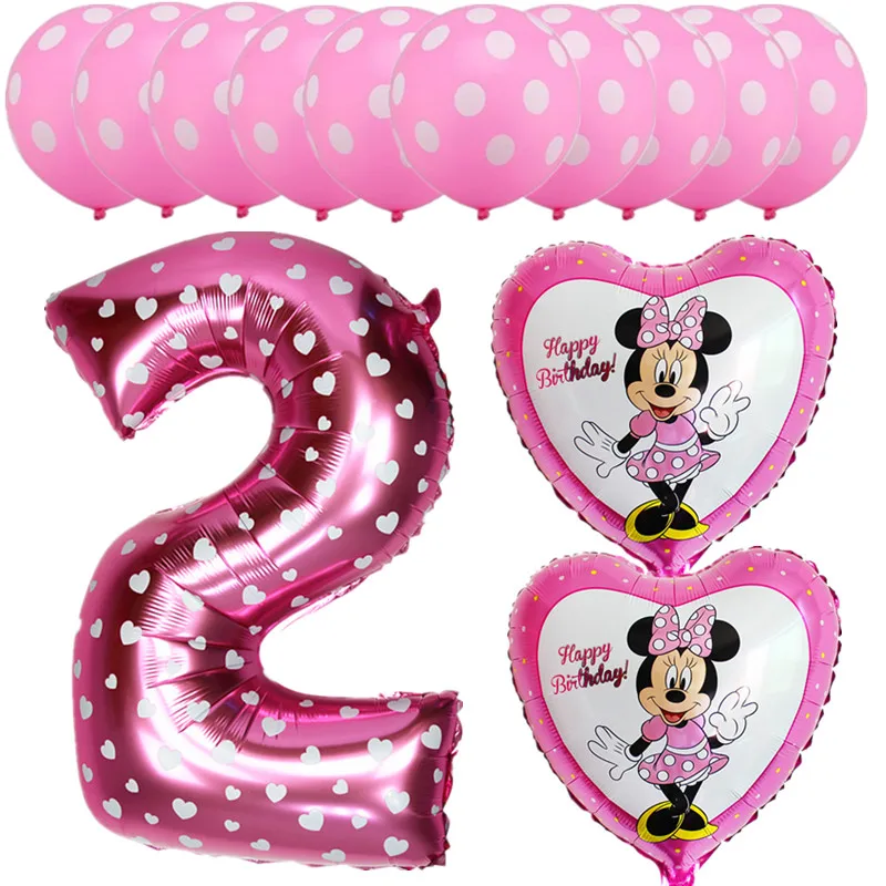 13 шт. розовый синий Микки Минни для детей 2 лет на день рождения воздушный шар из фольги Гелий Латекс Globos Baby Shower вечерние принадлежности для декора