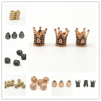 

Wholesale Luxury Micro Cubic Zirconia Crown/Buddha/Ball/7mm Spacers Beads for Bracelet Making Jewelry Charm Brass Accessories