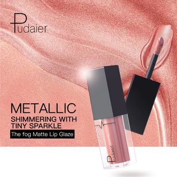 

Pudaier lip makeup shimmer lip tint 24 colors waterpoof bronzer metallic lip gloss sexy red gold glitter liquid lipstick PD009