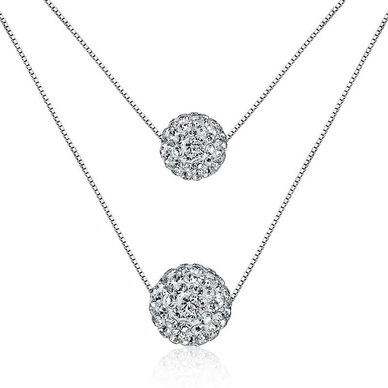 

New Romantic CZ balls Multilayers Crystal Choker Pendant Necklace for Women Bijoux Statement S925 Necklaces Fashion CZ Lover