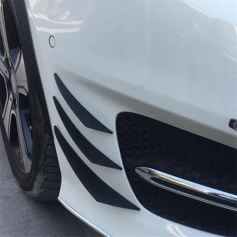 6Pcs Universal Carbon Fiber Look Car Front Bumper Fins Spoiler Wing Lip Splitter M8617