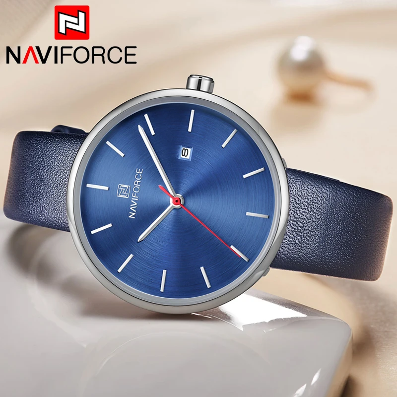 

NAVIFORCE Modern Fashion Blue Women's Quartz Watch Analog Quartz Casual Wristwatch Simple Sport Date Time Hour Ladies Clock