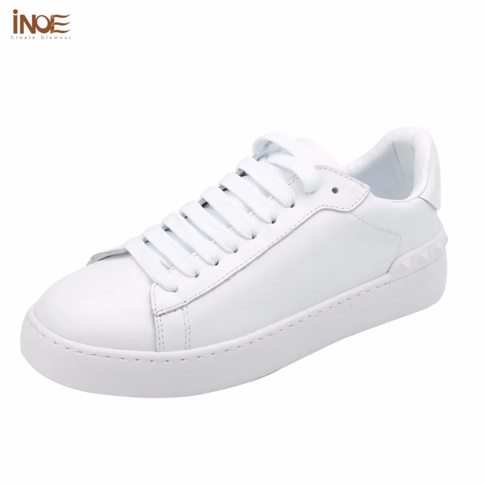 

INOE 2018 fashion style men autumn sneakers casual shoes flats real genuine cow leather lace up loafers leisure shoes for man