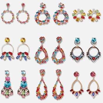 

JUJIA Fashion Multicolored Crystal Drop Earrings For Women New Bohemia Dangle Statement Earrings Jewelry Brincos