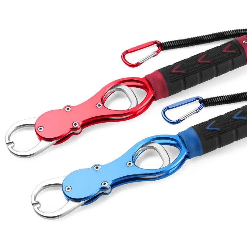 Fish Grip Lure Catch With Retention Rope and Weighing Aluminum alloy Finger Pull Fishing Control
