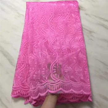 

African Lace Fabric 2019 Embroidered Nigerian Laces Fabric Bridal High Quality French Tulle Lace Fabric For Women Dress Pink(6