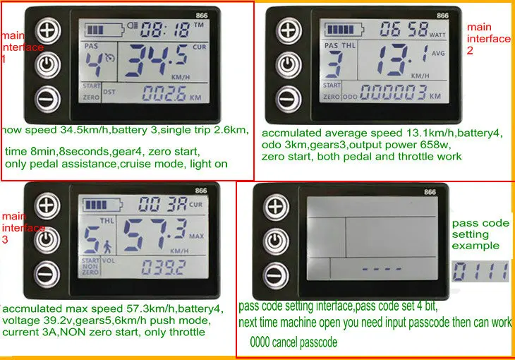 ЖК-дисплей 866+ контроллер BLDC 24v36v48v60v для электровелосипеда, аксессуары для скутера, запчасти для горного велосипеда