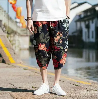 Sinicism Store Harajuku 5XL шаровары мужские летние хлопковые льняные винтажные мешковатые джоггеры Японская уличная одежда повседневные спортивные штаны - Цвет: 8