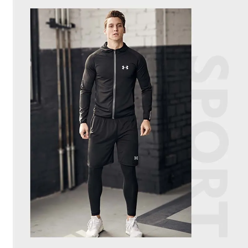 

Under Armour men sports suits training jacket ropa deportiva hombre Tight Running suit Fitness gyms sportswear China size M-4XL