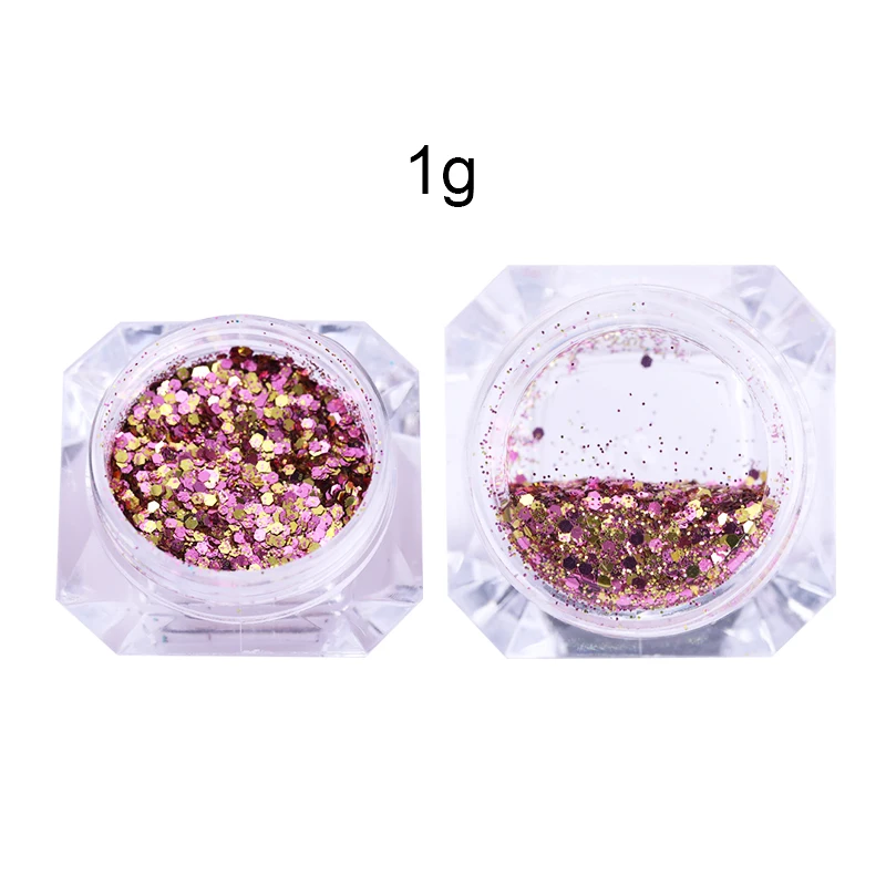 1g مسمار الترتر بريق 3D مسمار الفن زينة التدرج الملونة مانيكير تصميم DIY ل الأشعة فوق البنفسجية هلام البولندية