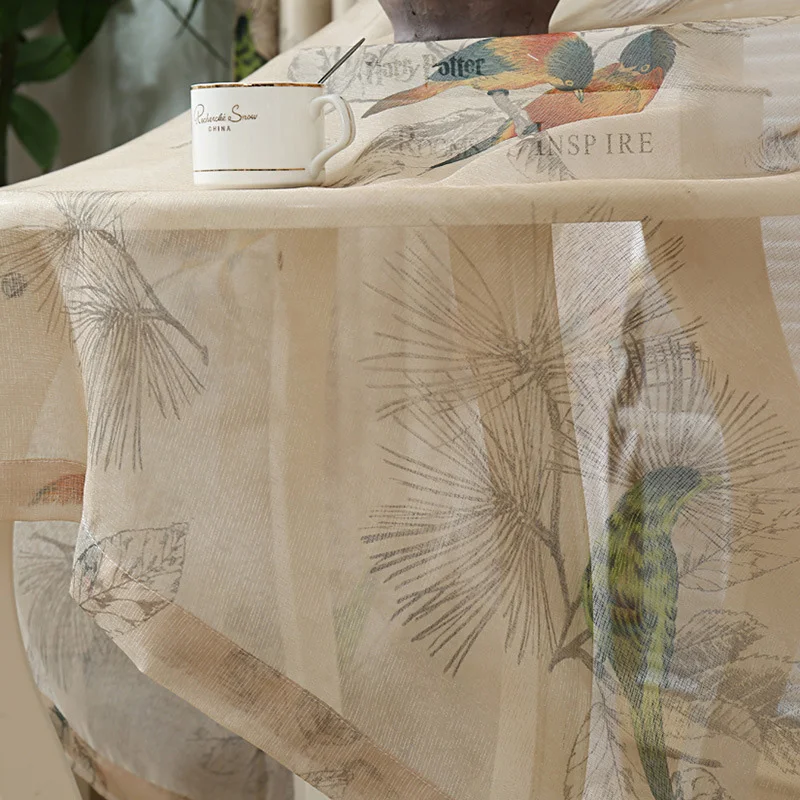 Vintage Birds Print Country Curtains For Living Room Bedroom